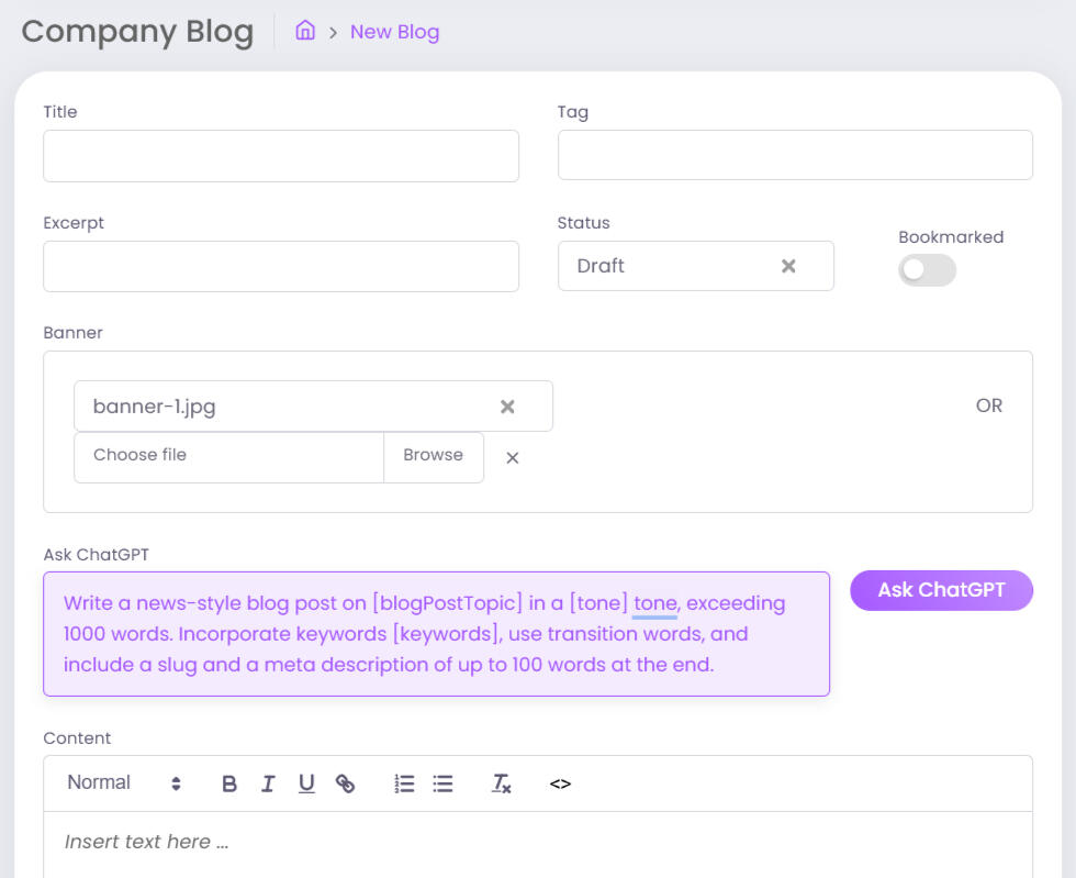 Create AI-driven blog posts linked to goals in Goalpen