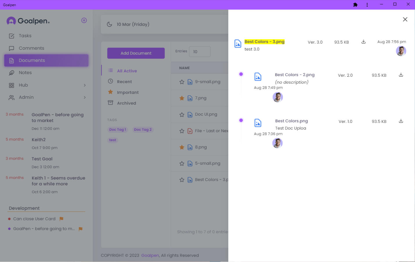 Team Document Management Goalpen works on any device—no app stores required